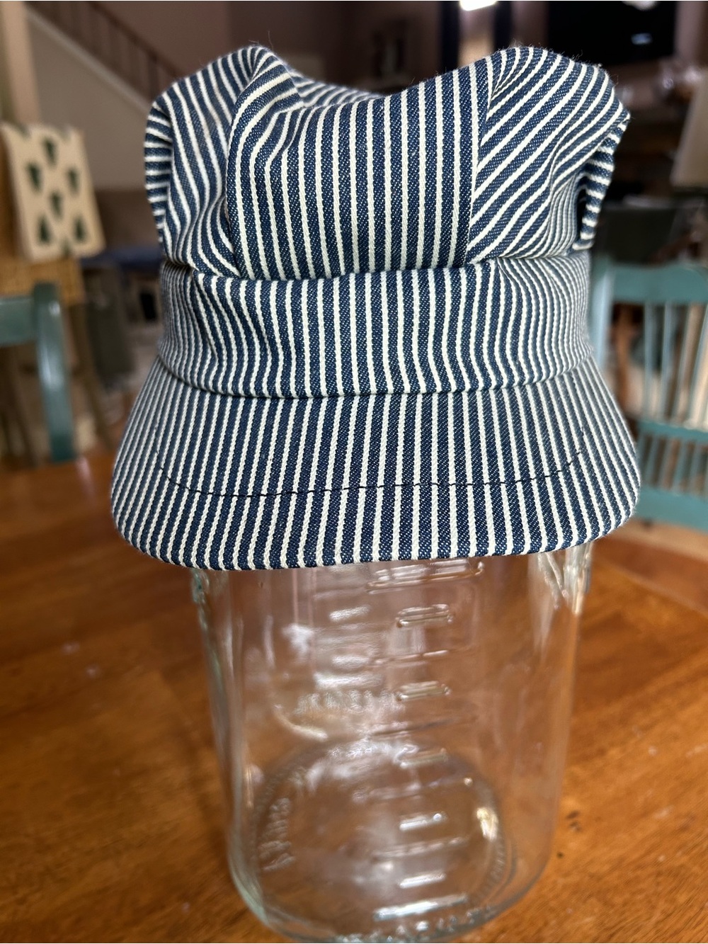 Classic Blue-and-White Hickory Stripe Railroad Engineer Conductor Cap Hat Kids
